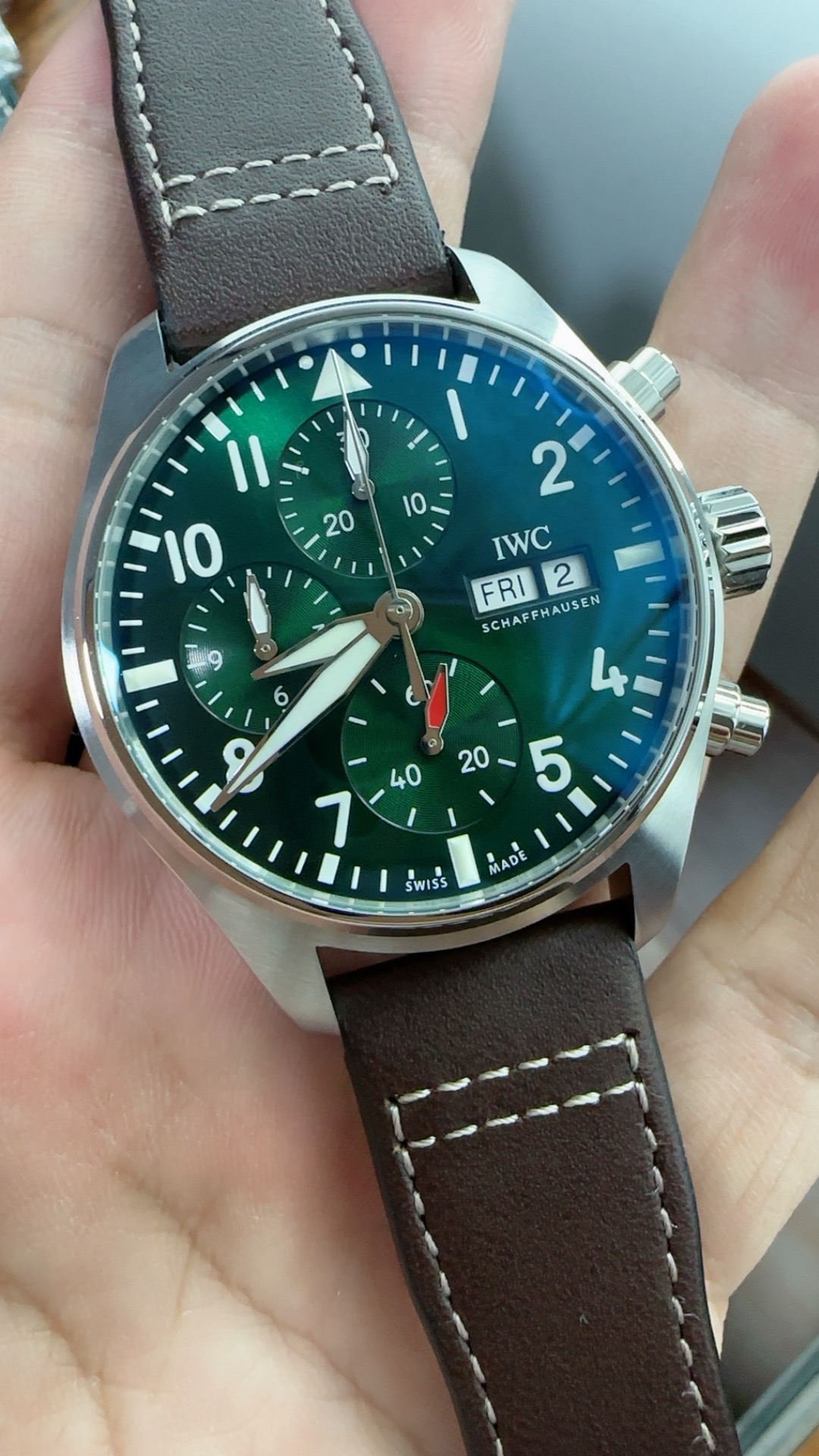Super clone IWC Pilot's Watch Chronograph 43mm - IW378005 Green Dial - Image 9