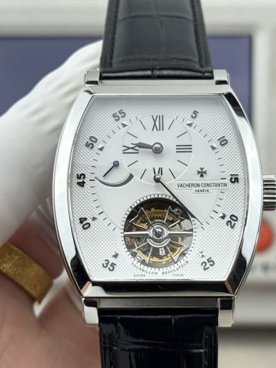 Swiss Clone Vacheron Constantin Malte 30080 Tourbillon Regulator White Silver Platinum Case - Top Quality Replica
