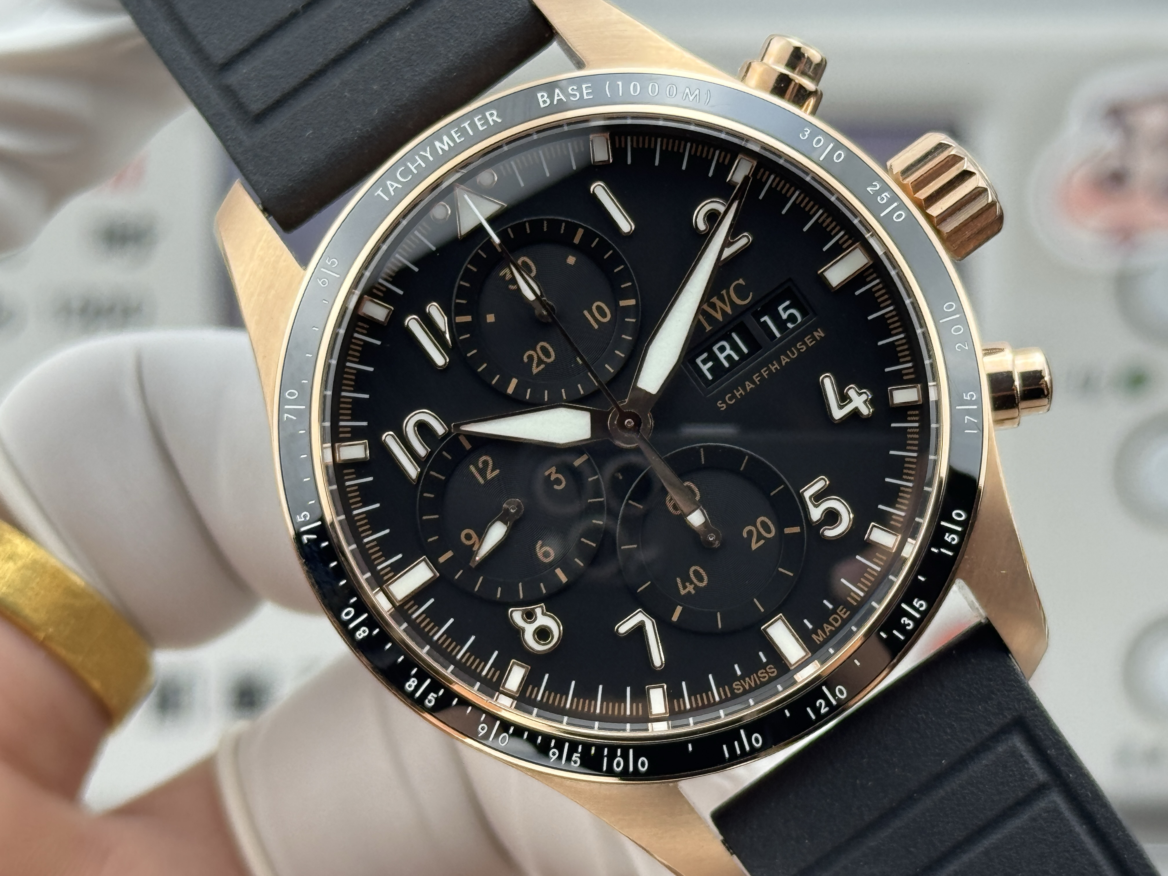 Super clone IWC Pilot's Watch Performance Chronograph 41mm - IW388309 Rose Gold Black Dial - Image 3