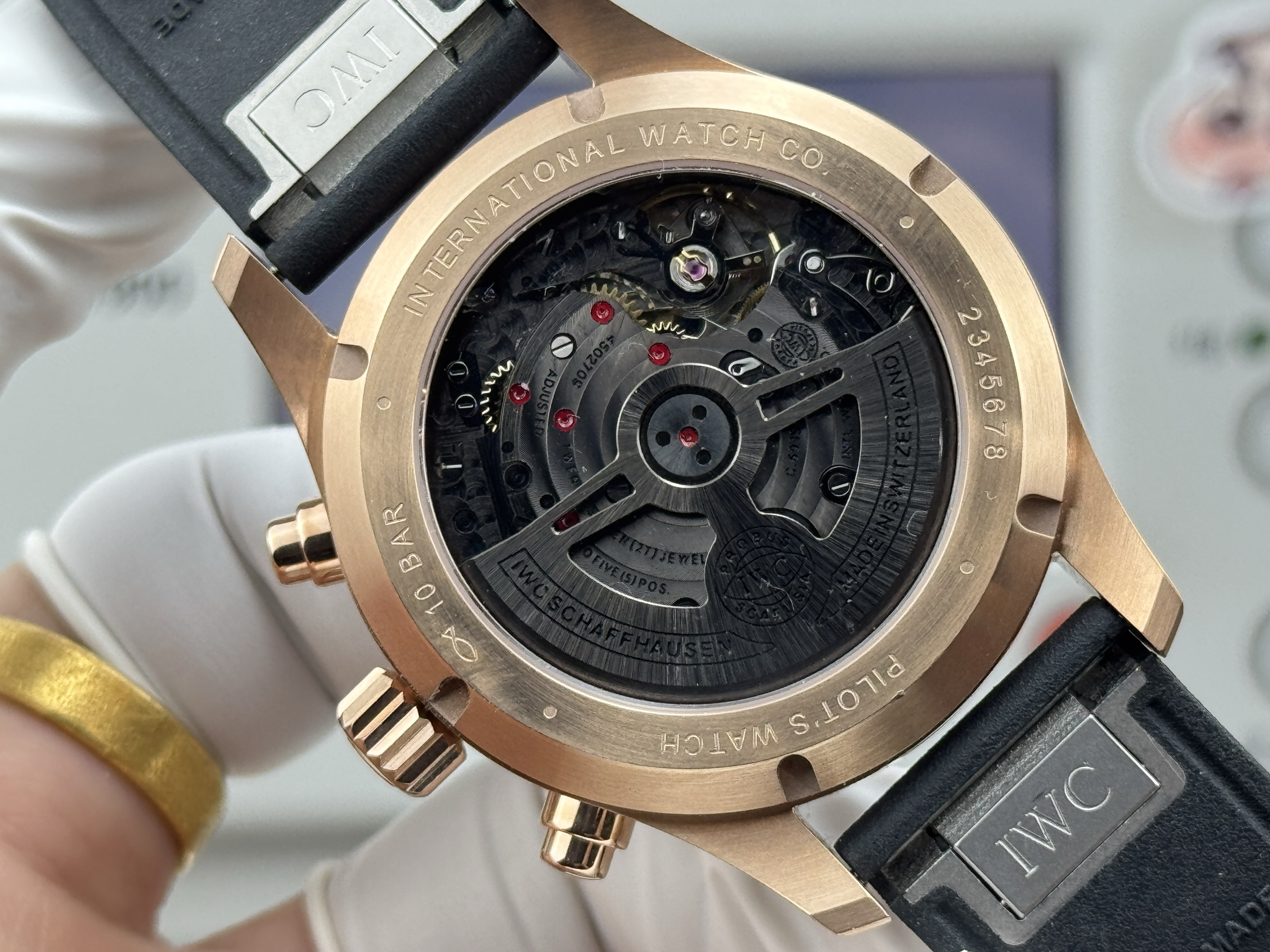 Super clone IWC Pilot's Watch Performance Chronograph 41mm - IW388309 Rose Gold Black Dial - Image 4