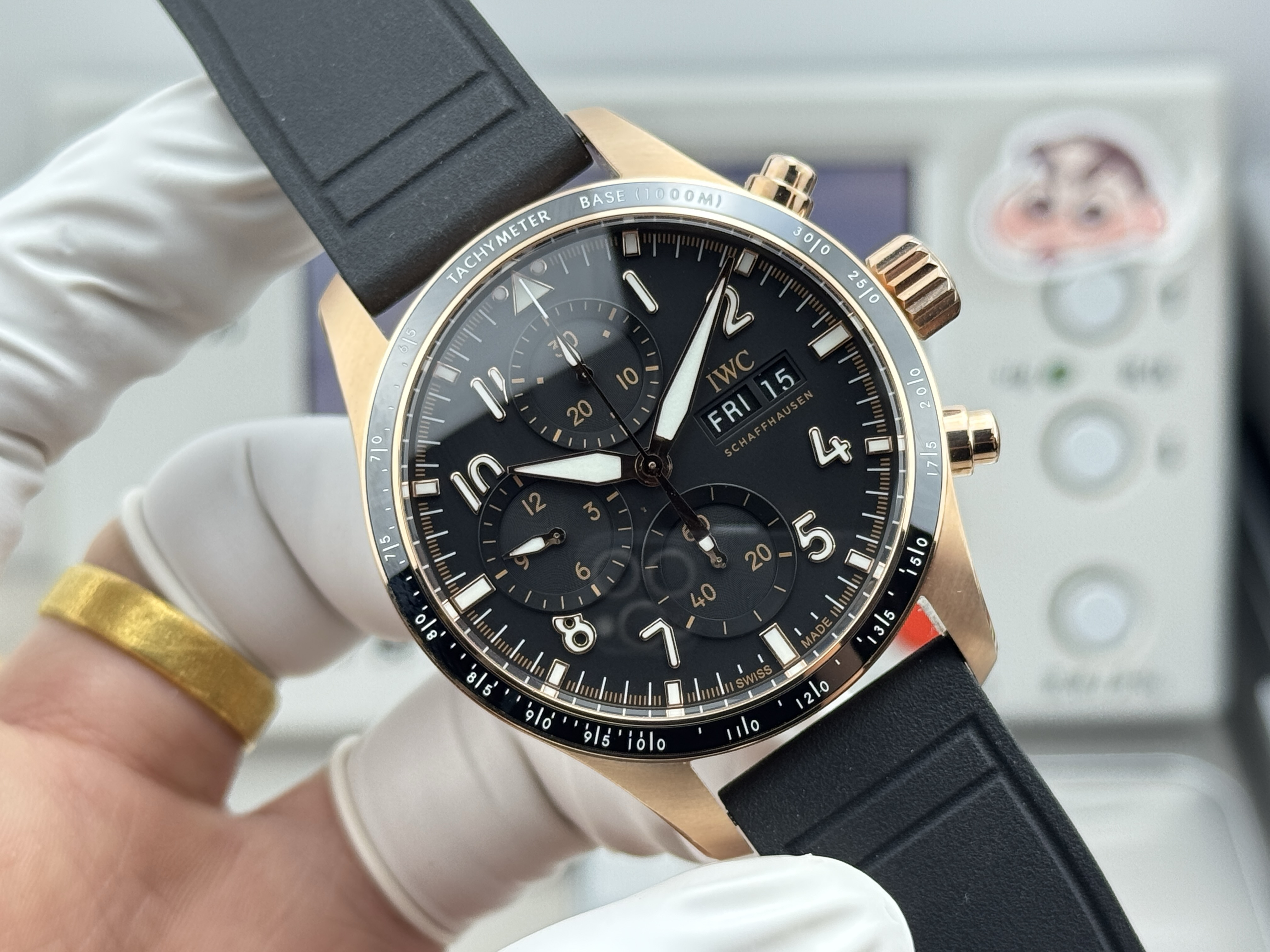 Super clone IWC Pilot's Watch Performance Chronograph 41mm - IW388309 Rose Gold Black Dial - Image 5