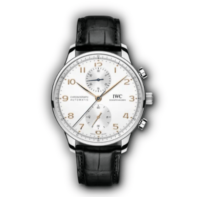 Clone IWC Portugieser Chronograph IW371604 with a white lacquer dial at 41mm