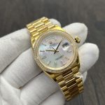 Super Clone Day-Date 36 mm Mother of Pearl Yellow Gold 128348RBR - Thumbnail Image 2