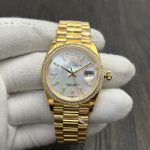 Super Clone Day-Date 36 mm Mother of Pearl Yellow Gold 128348RBR - Thumbnail Image 1