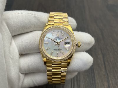 Super Clone Day-Date 36 mm Mother of Pearl Yellow Gold 128348RBR