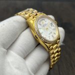 Super Clone Day-Date 36 mm Mother of Pearl Yellow Gold 128348RBR - Thumbnail Image 5
