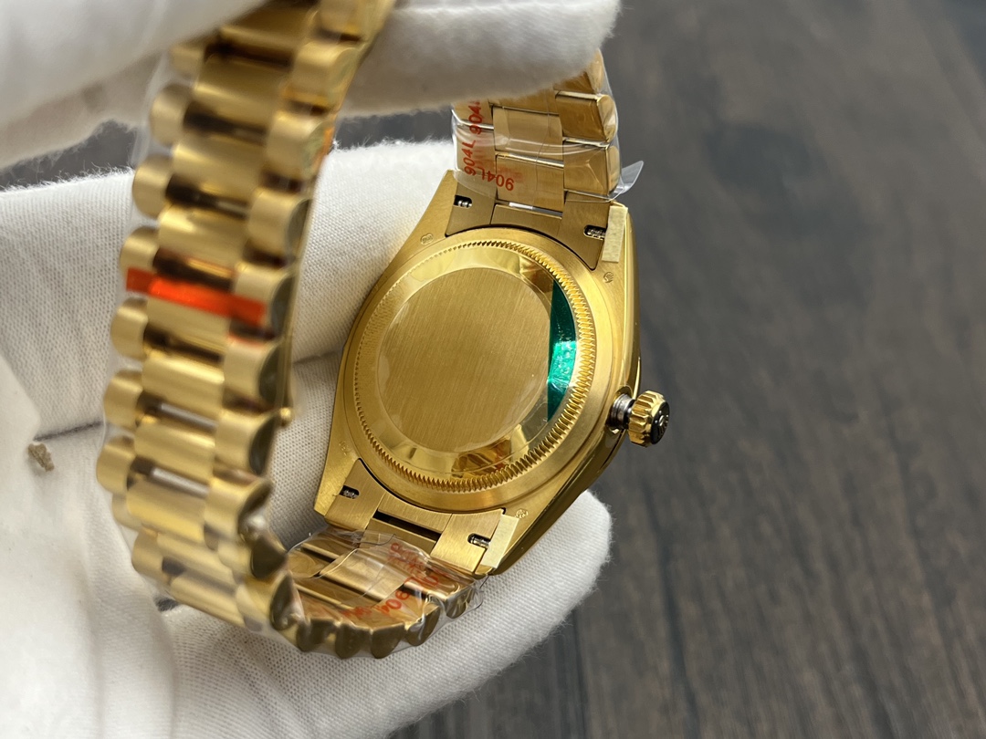 Super Clone Day-Date 36 mm Mother of Pearl Yellow Gold 128348RBR - Image 8