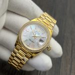 Super Clone Day-Date 36 mm Mother of Pearl Yellow Gold 128348RBR - Thumbnail Image 9