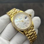 Super Clone Day-Date 36 mm Mother of Pearl Yellow Gold 128348RBR - Thumbnail Image 10