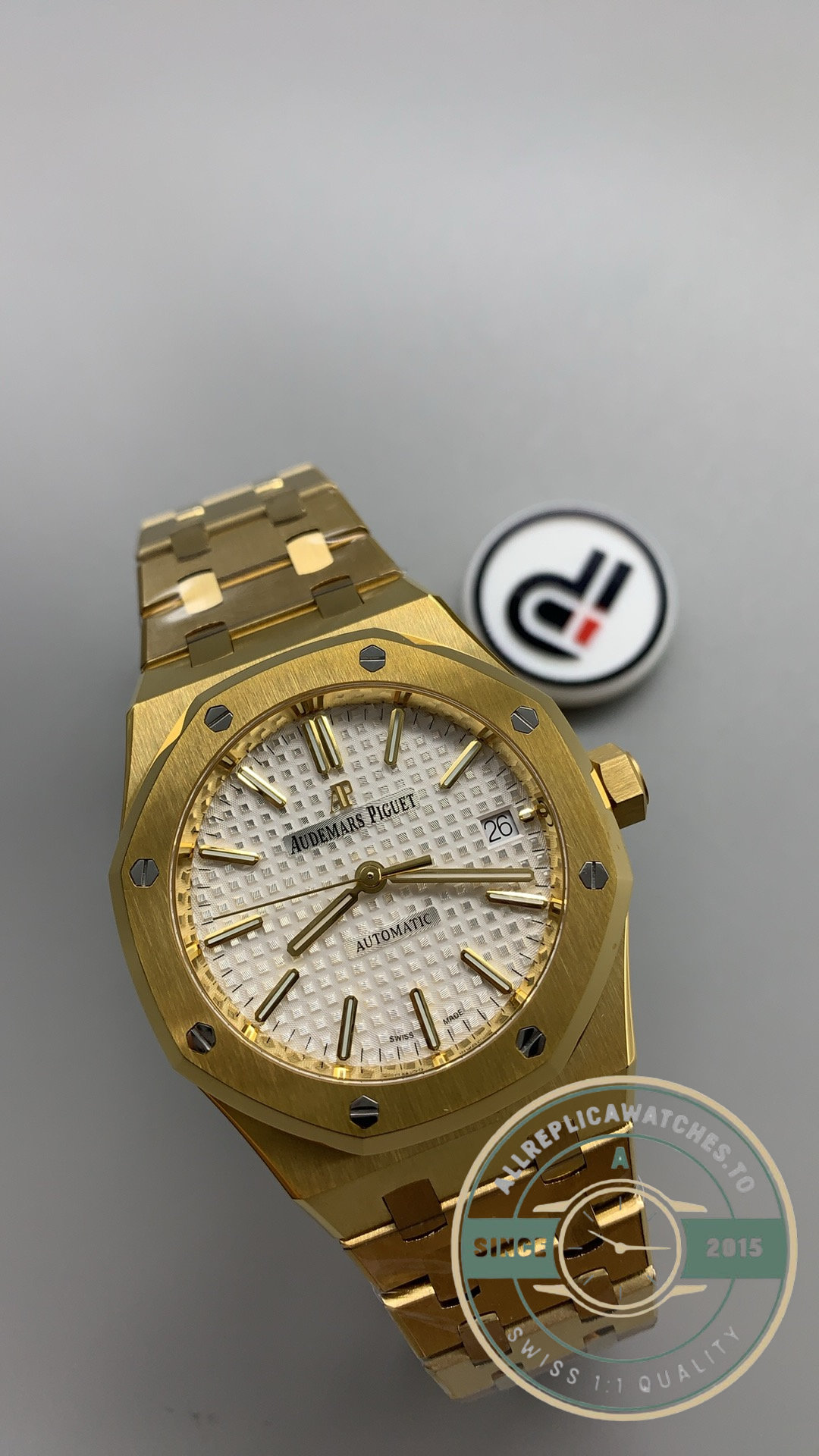 1 to 1 Audemars Piguet Royal Oak Selfwinding 37mm Yellow Gold White Dial Ref.15450BA.OO.1256BA.01 - Image 3