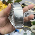 Automatic winding carries this clone Omega Seamaster 300 through a 48-hour running reserve