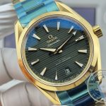Automatic winding through the rotor of the VS8900 in this gold Omega Aqua Terra superclone