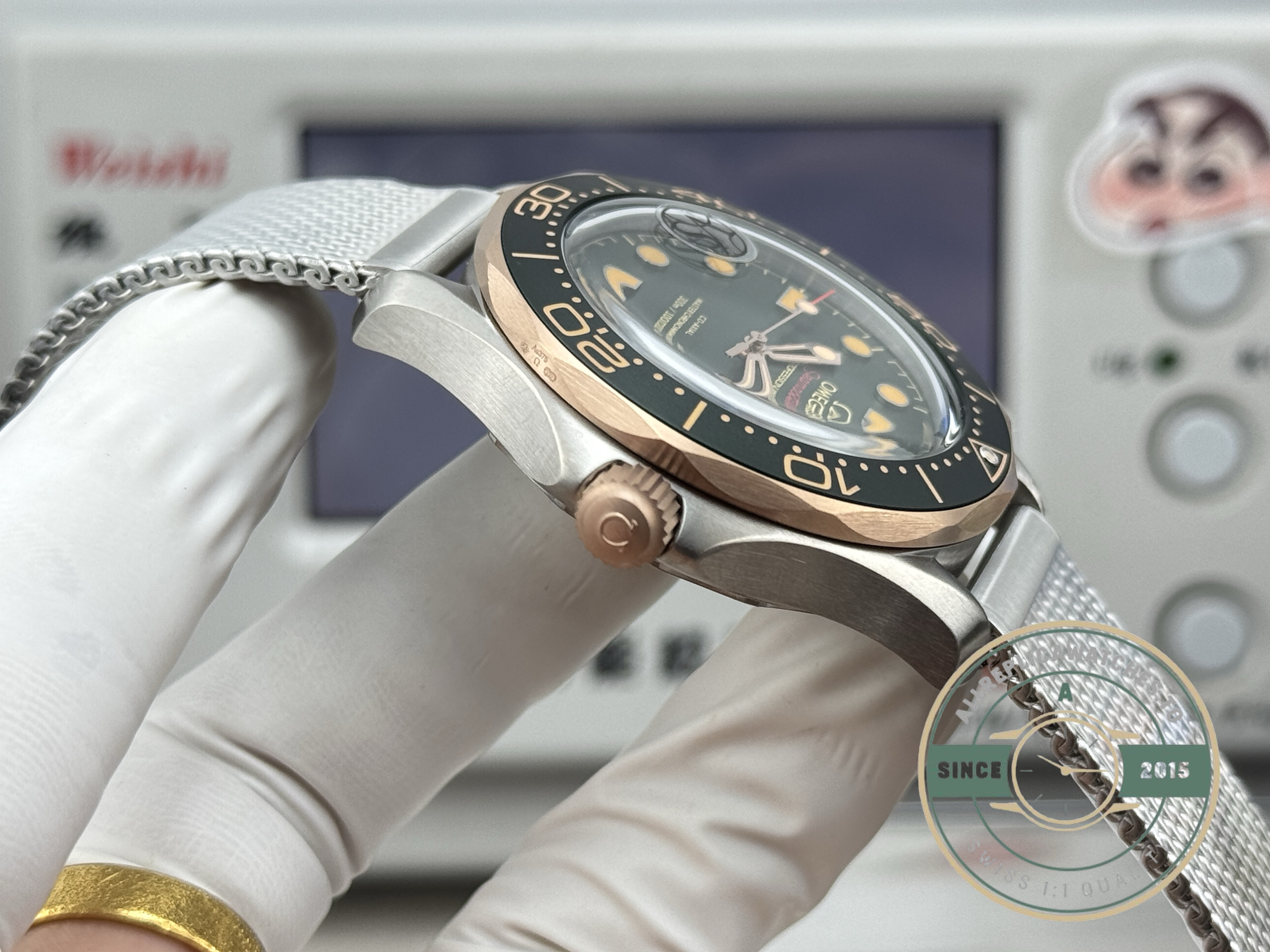 VS8800 automatic with 48-hour reserve inside the titanium green Seamaster super clone