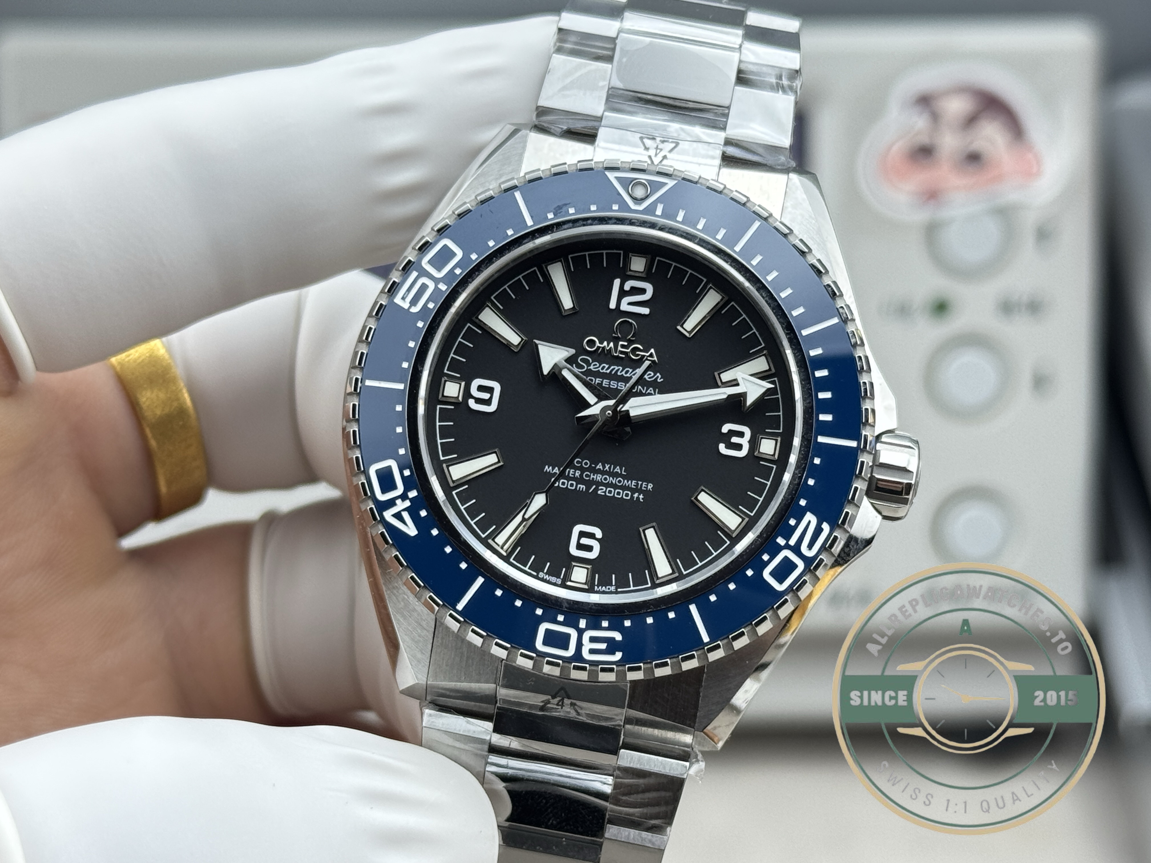 Automatic Omega Planet Ocean 600M replica, 42mm case, blue bezel, VSF build