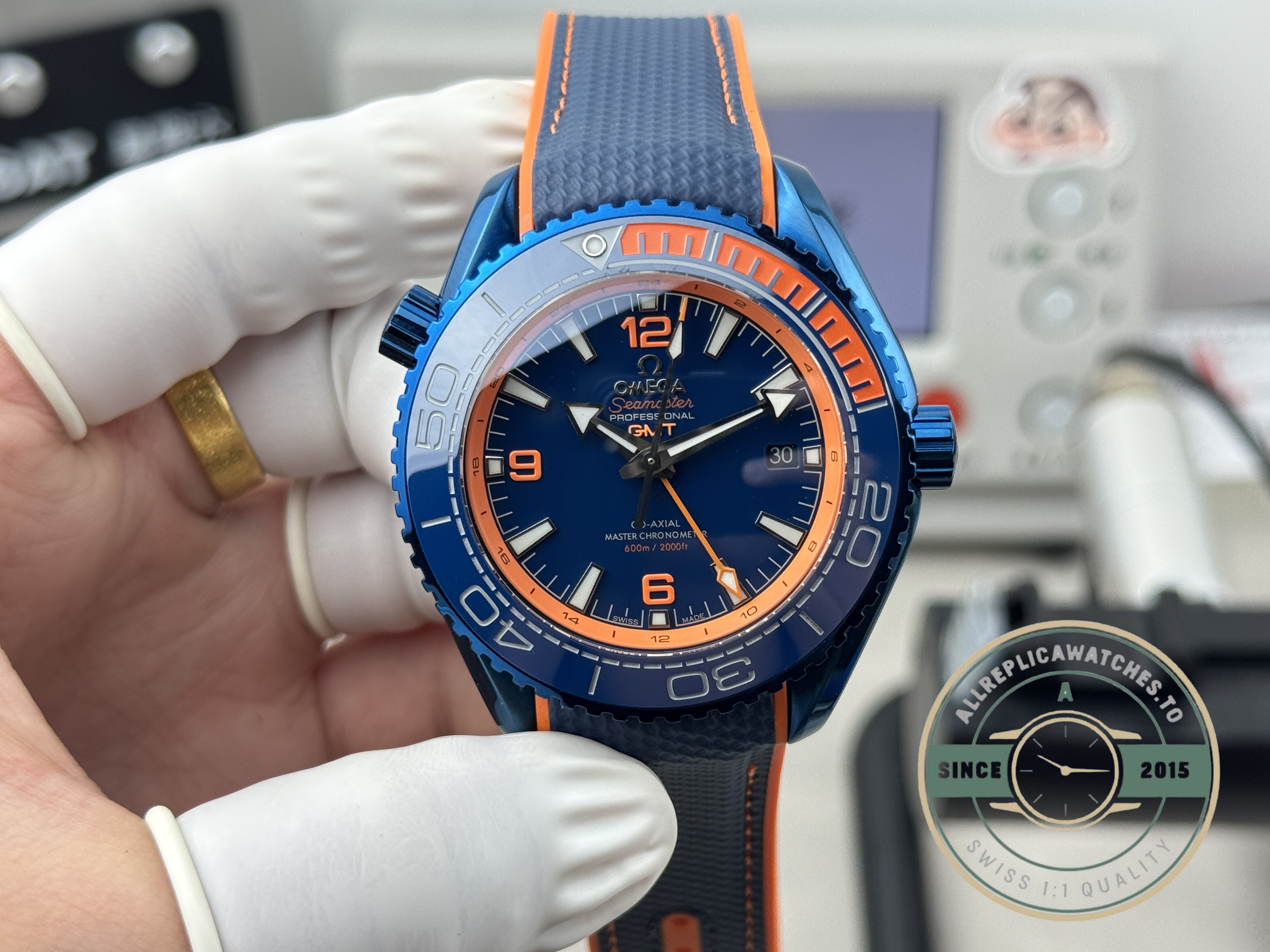 VS8900 movement driving the Big Blue Omega Planet Ocean 600M superclone build