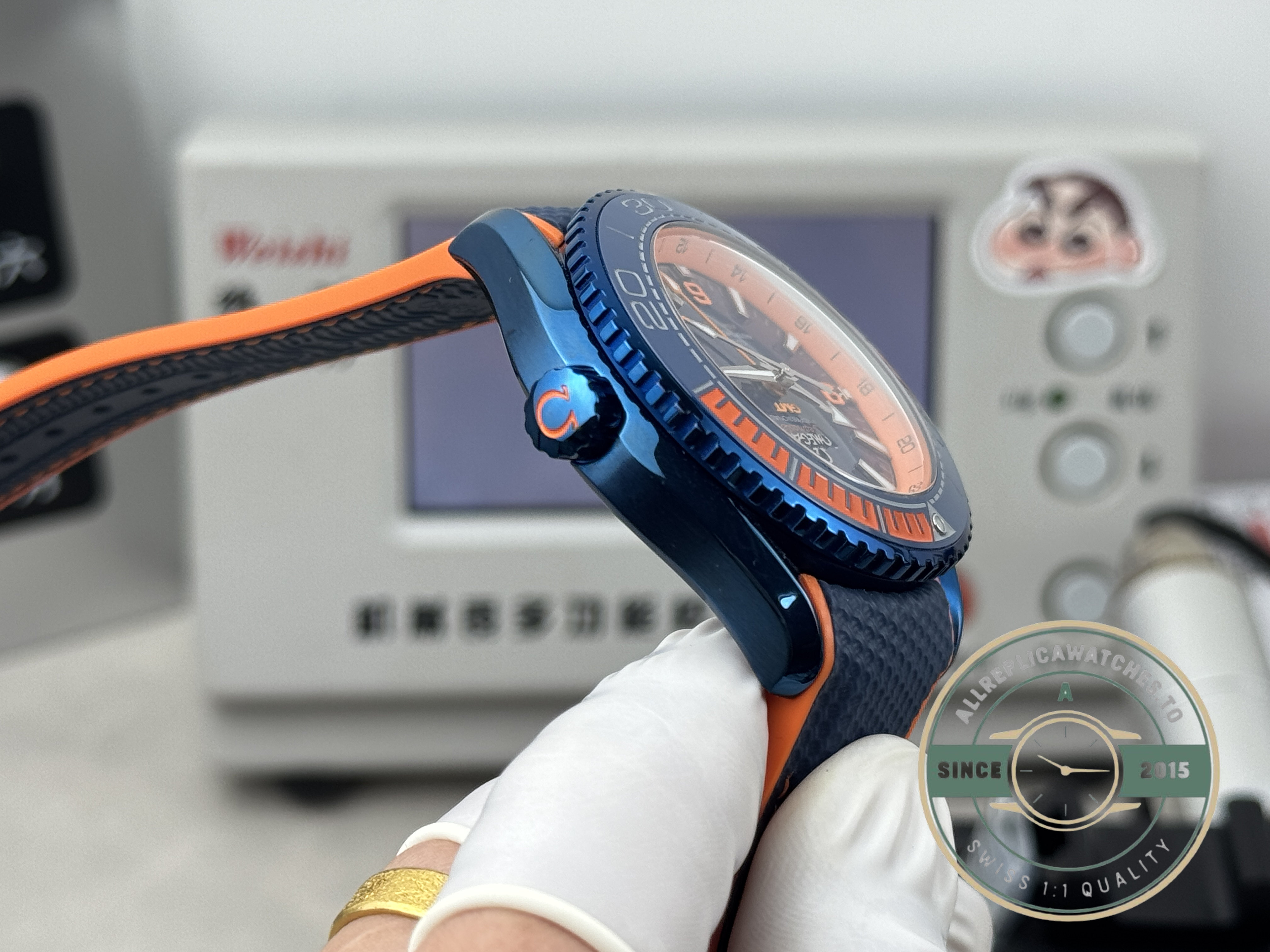 VSF assembly behind this Omega Planet Ocean 600M Big Blue clone and its VS8900