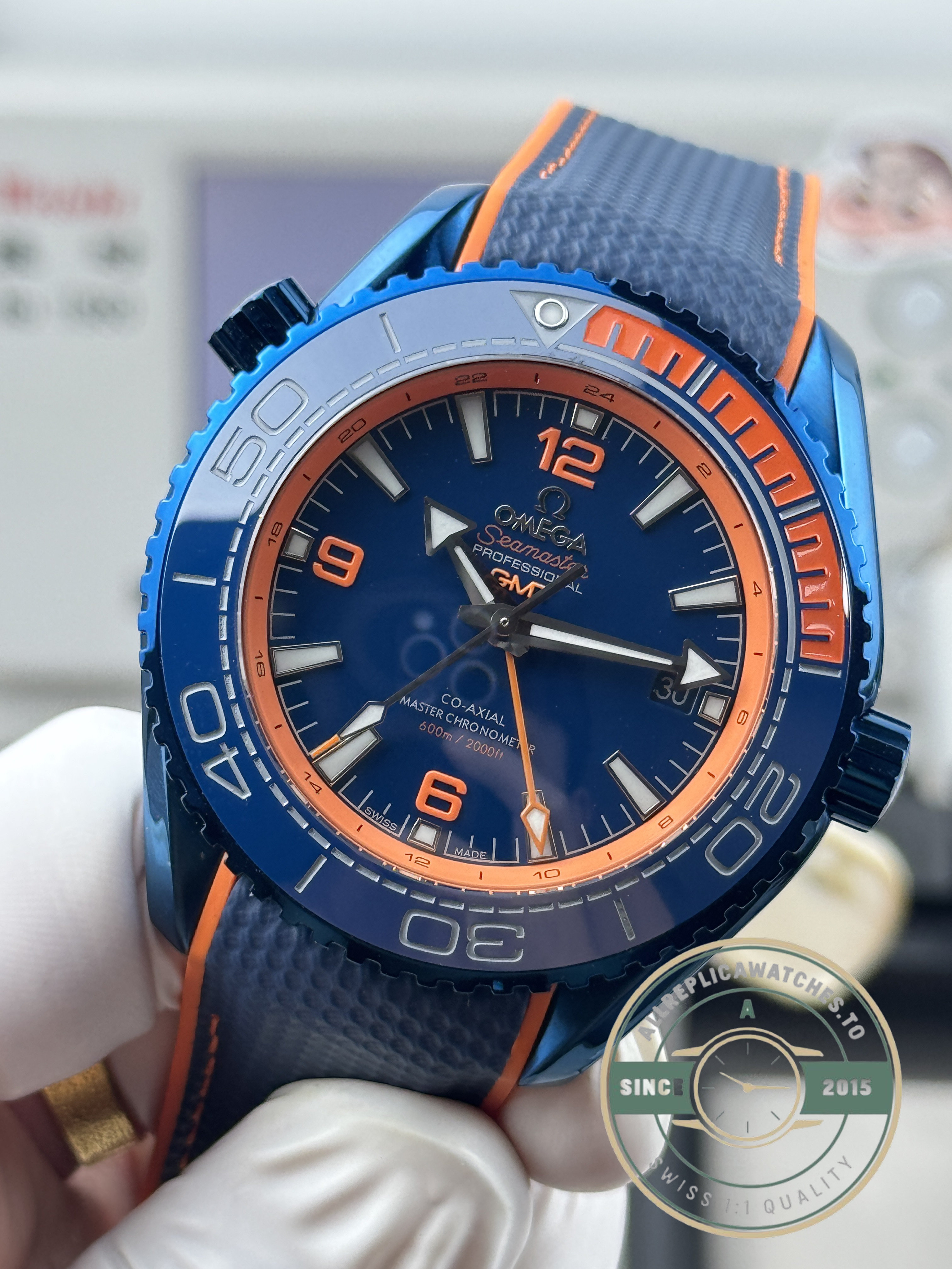 48-hour power reserve on the Omega Planet Ocean 600M Big Blue super clone