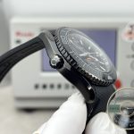 Screw-down crown with rubber grip set into the ceramic flank, clone Omega Planet Ocean Deep Black