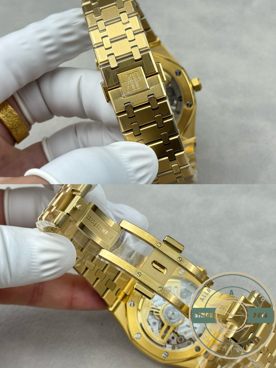 Replica Audemars Piguet Royal Oak 41mm Yellow Gold Green Dial Ref.15513BA.OO.1320BA.01 - Image 10