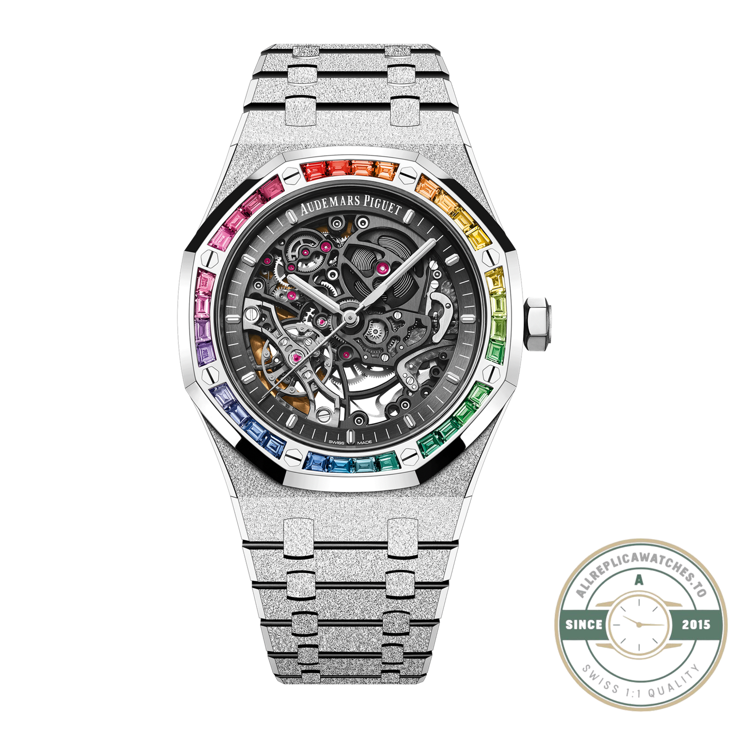 Replica Audemars Piguet Royal Oak Frosted Gold Rainbow Skeleton Ref.15412BC.YG.1224BC.03-B - Image 1