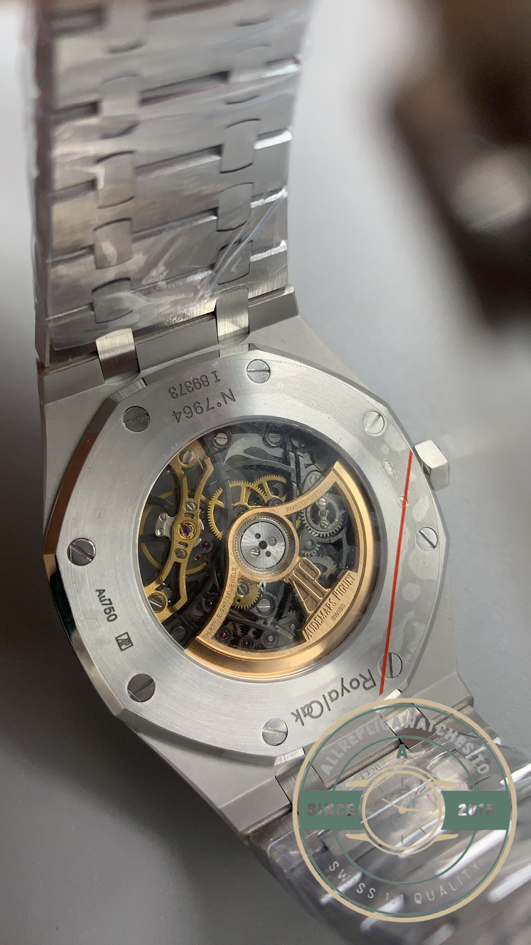 Replica Audemars Piguet Royal Oak Frosted Gold Rainbow Skeleton Ref.15412BC.YG.1224BC.03-B - Image 8