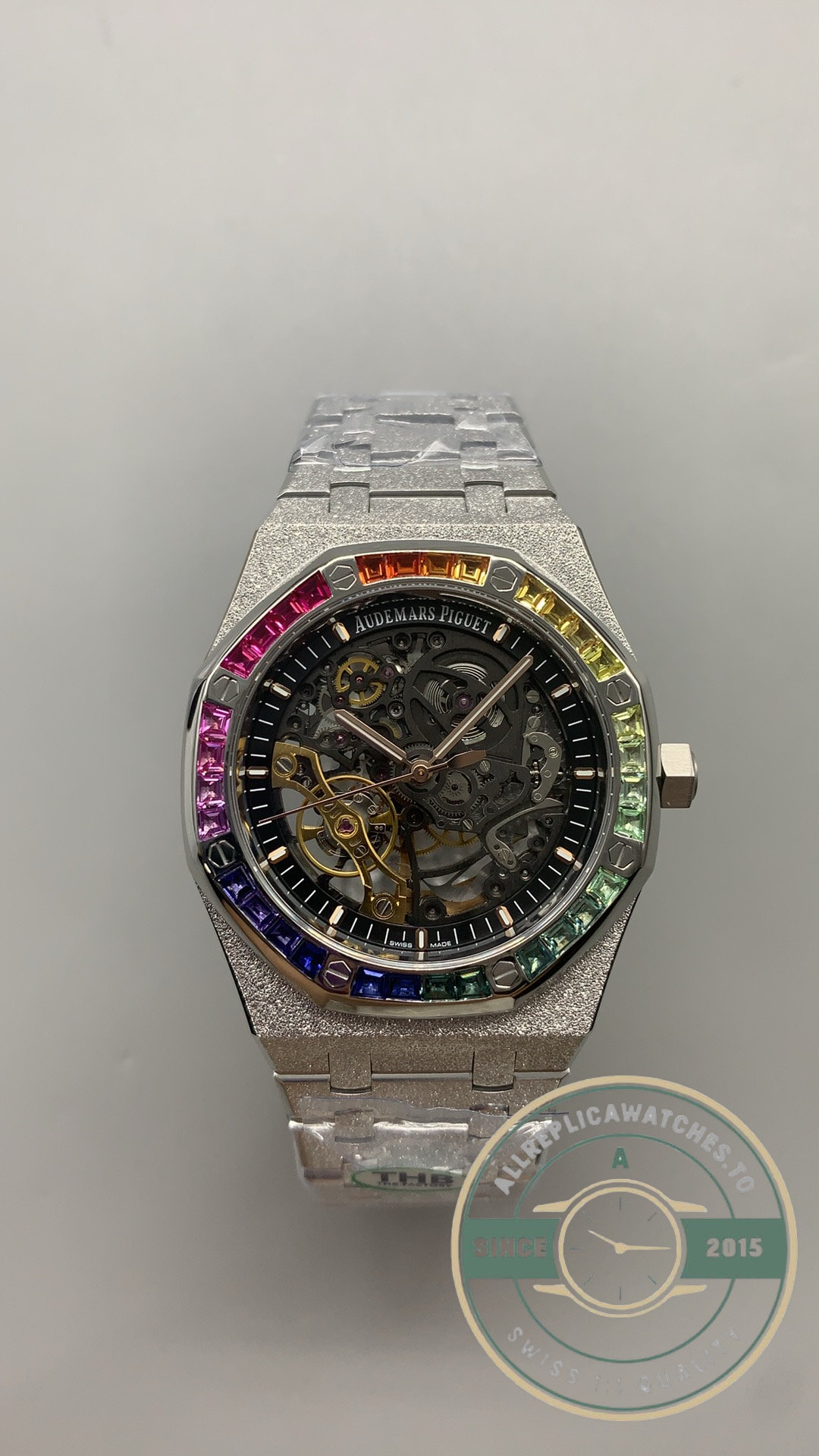 Replica Audemars Piguet Royal Oak Frosted Gold Rainbow Skeleton Ref.15412BC.YG.1224BC.03-B - Image 2