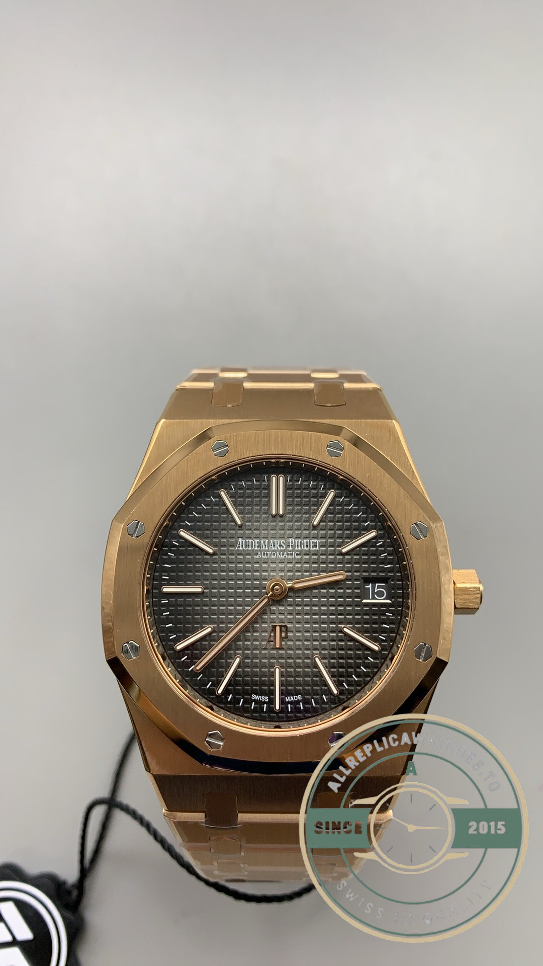 Replica Audemars Piguet Royal Oak Jumbo Extra-Thin 39mm Rose Gold Grey Dial Ref.16202OR.OO.1240OR.01 - Image 2