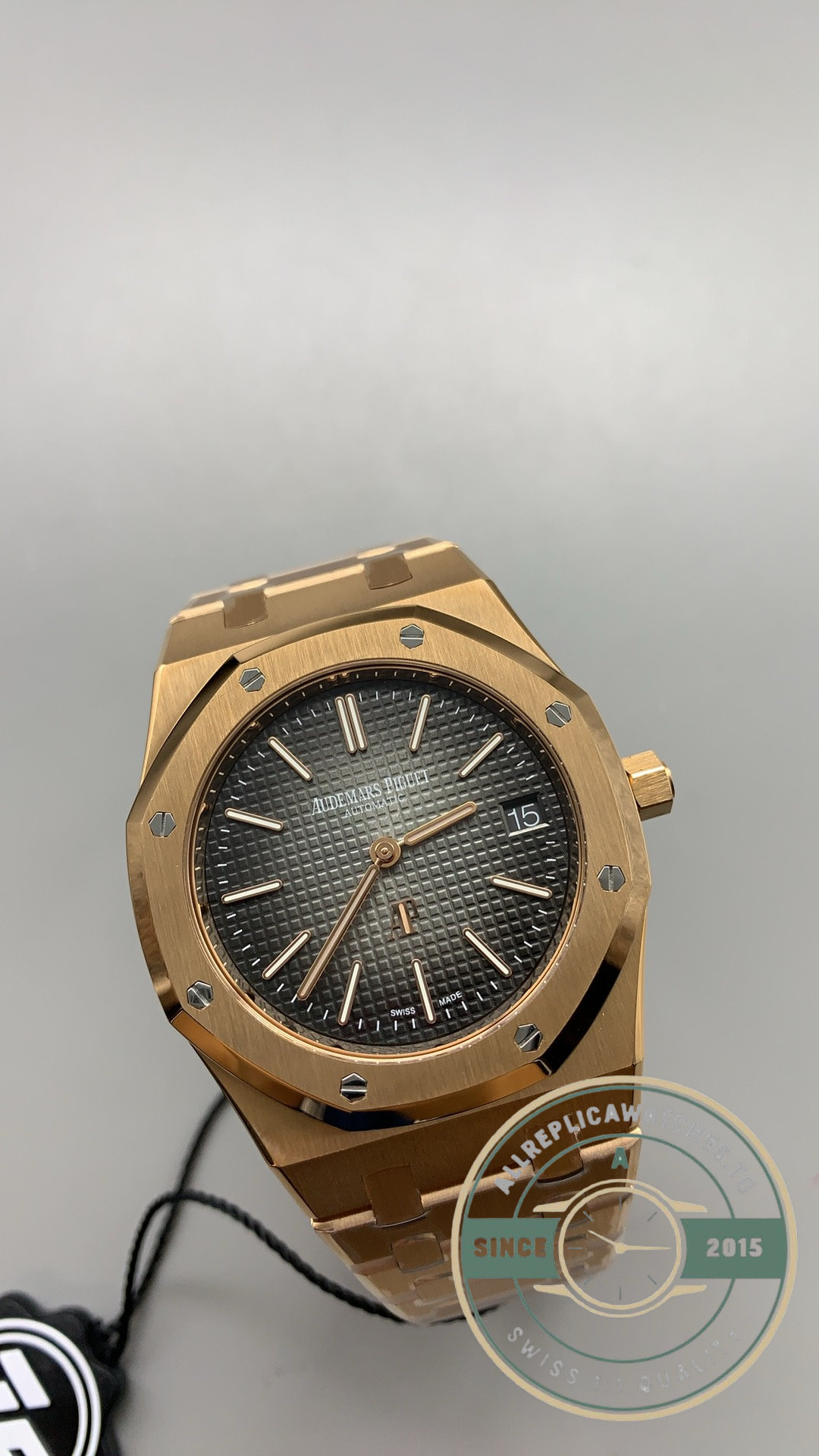 Replica Audemars Piguet Royal Oak Jumbo Extra-Thin 39mm Rose Gold Grey Dial Ref.16202OR.OO.1240OR.01 - Image 3