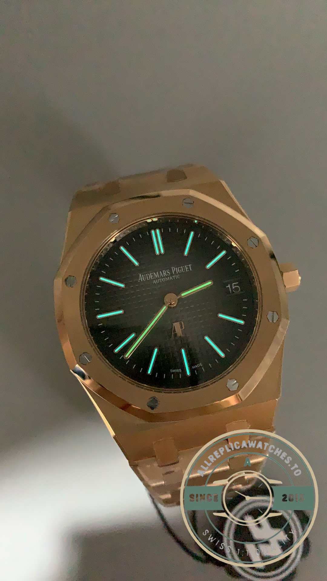 Replica Audemars Piguet Royal Oak Jumbo Extra-Thin 39mm Rose Gold Grey Dial Ref.16202OR.OO.1240OR.01 - Image 10