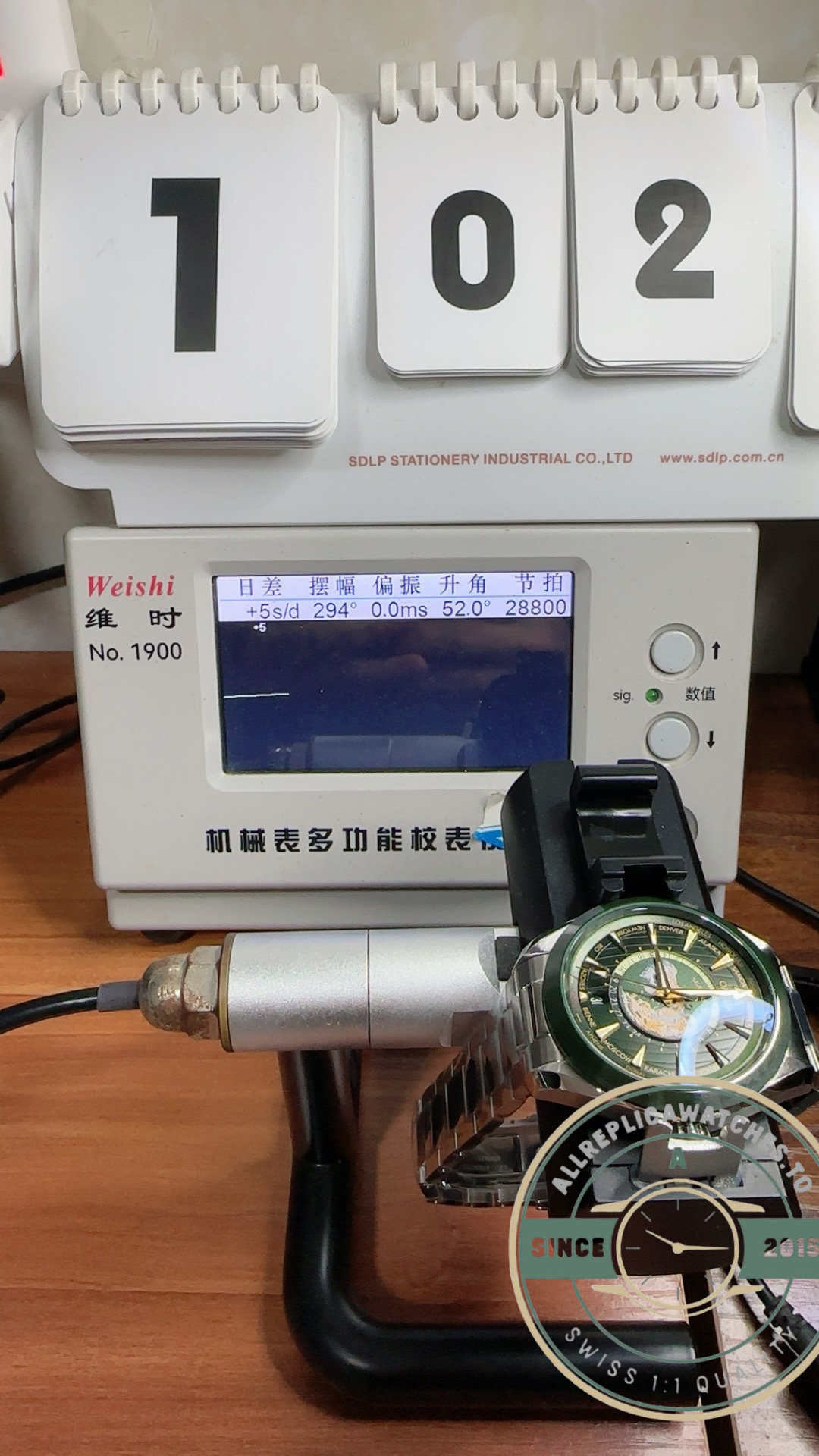 Replica Omega Aqua Terra Worldtimer on the wrist, all 24 time zones legible at 43mm