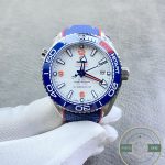 Brushed and polished 43mm steel case flanks of the clone Omega Planet Ocean 6000M diver