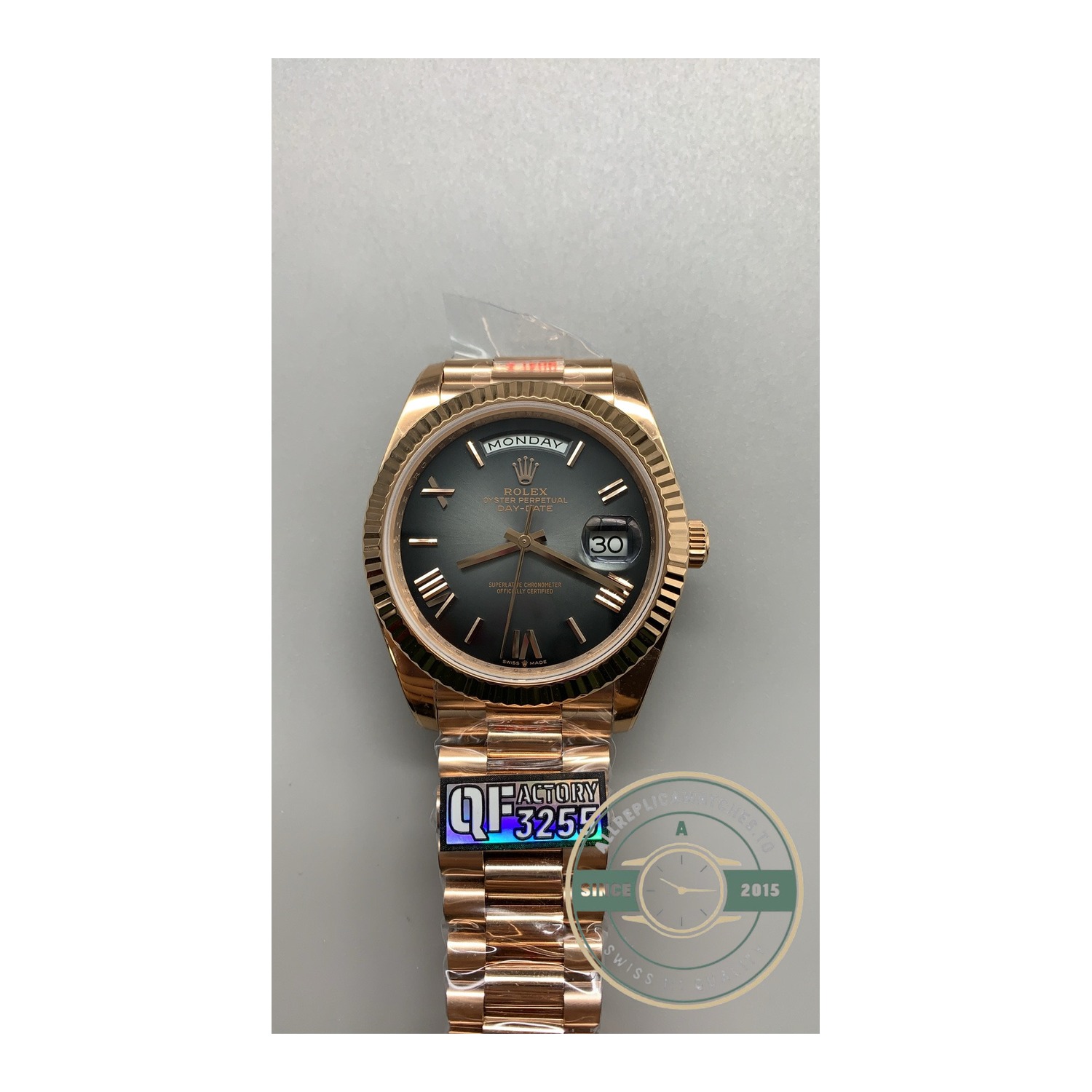 Replica Rolex Day-Date 40 Everose Gold with Slate Ombré Dial, Ref. 228235-0055 - Image 6