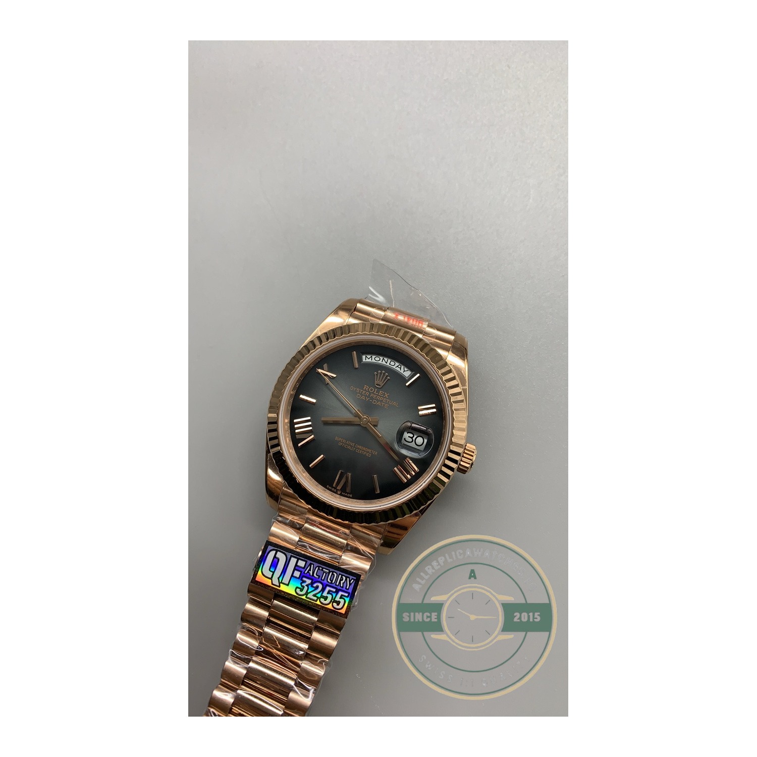 Replica Rolex Day-Date 40 Everose Gold with Slate Ombré Dial, Ref. 228235-0055 - Image 9