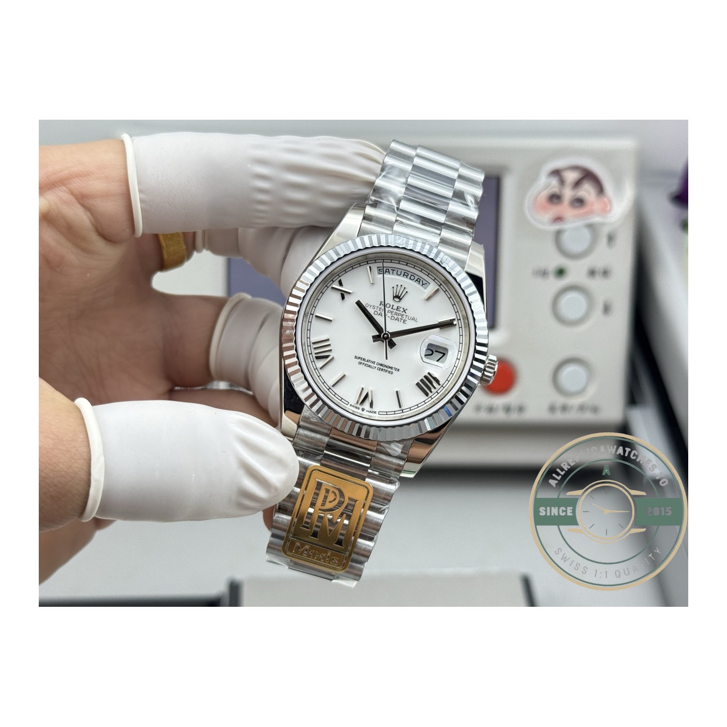 Replica Rolex Day-Date 40mm White Gold White Roman Dial Ref.228239-0046 - Image 2