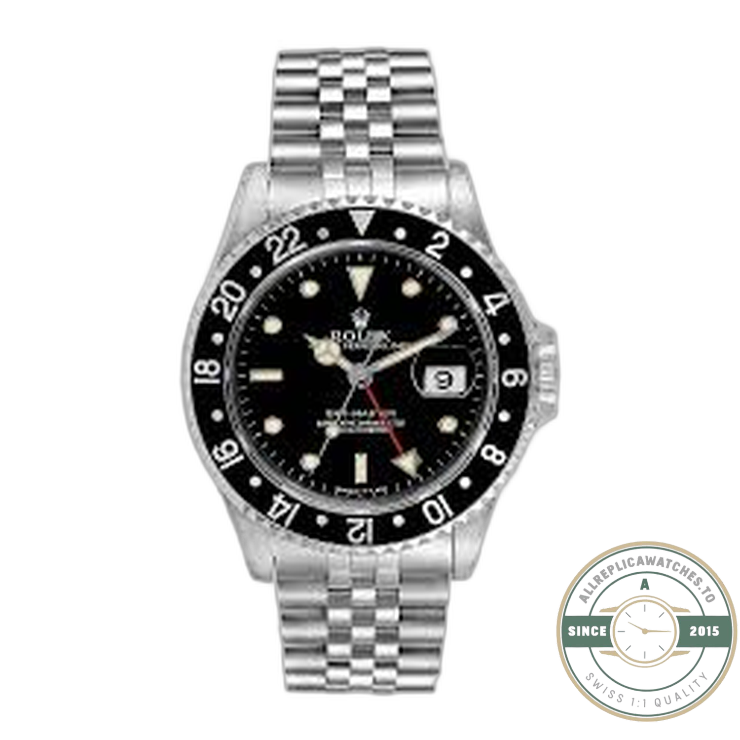 Rolex GMT-Master 16750 Black Bezel replica – front view