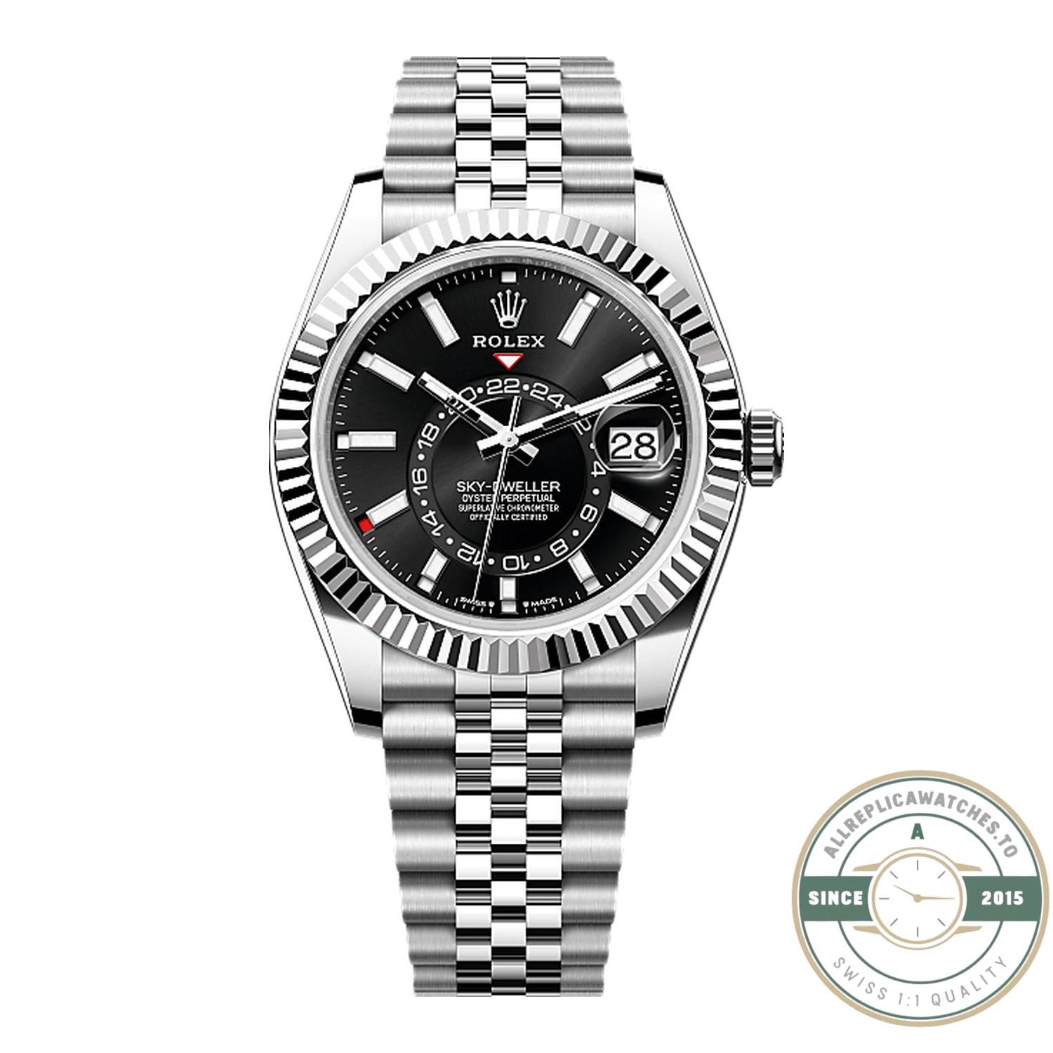 Rolex Sky-Dweller 336934 Black Dial Jubilee replica – front view