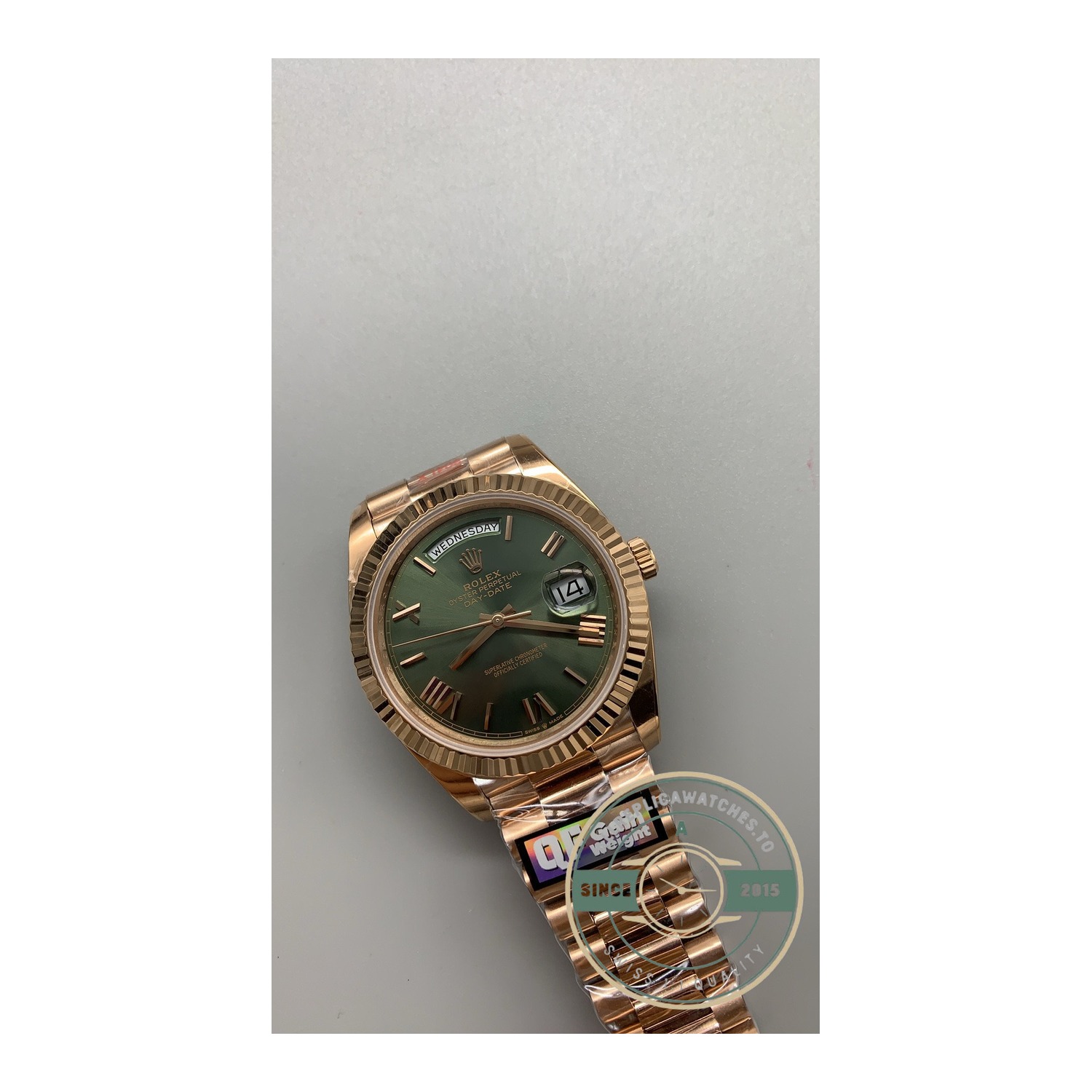 Rolex 228235-0025 Day-Date 40 Everose Olive Roman - Image 25