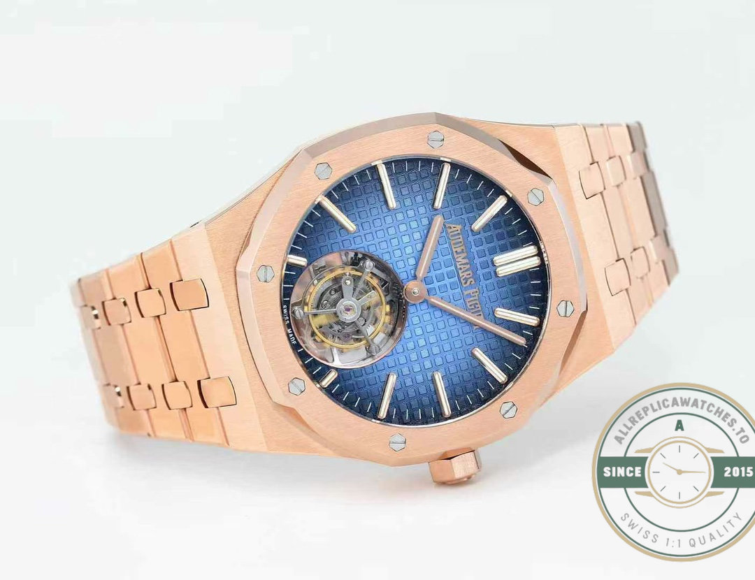 Super Clone Audemars Piguet Royal Oak Flying Tourbillon 41mm Rose Gold Blue Dial Ref.26730OR.OO.1320OR.01 - Image 2