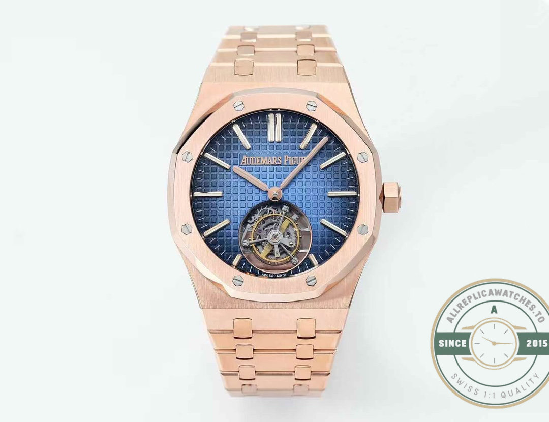 Super Clone Audemars Piguet Royal Oak Flying Tourbillon 41mm Rose Gold Blue Dial Ref.26730OR.OO.1320OR.01 - Image 8