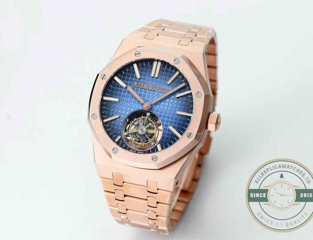 Super Clone Audemars Piguet Royal Oak Flying Tourbillon 41mm Rose Gold Blue Dial Ref.26730OR.OO.1320OR.01 - Image 9