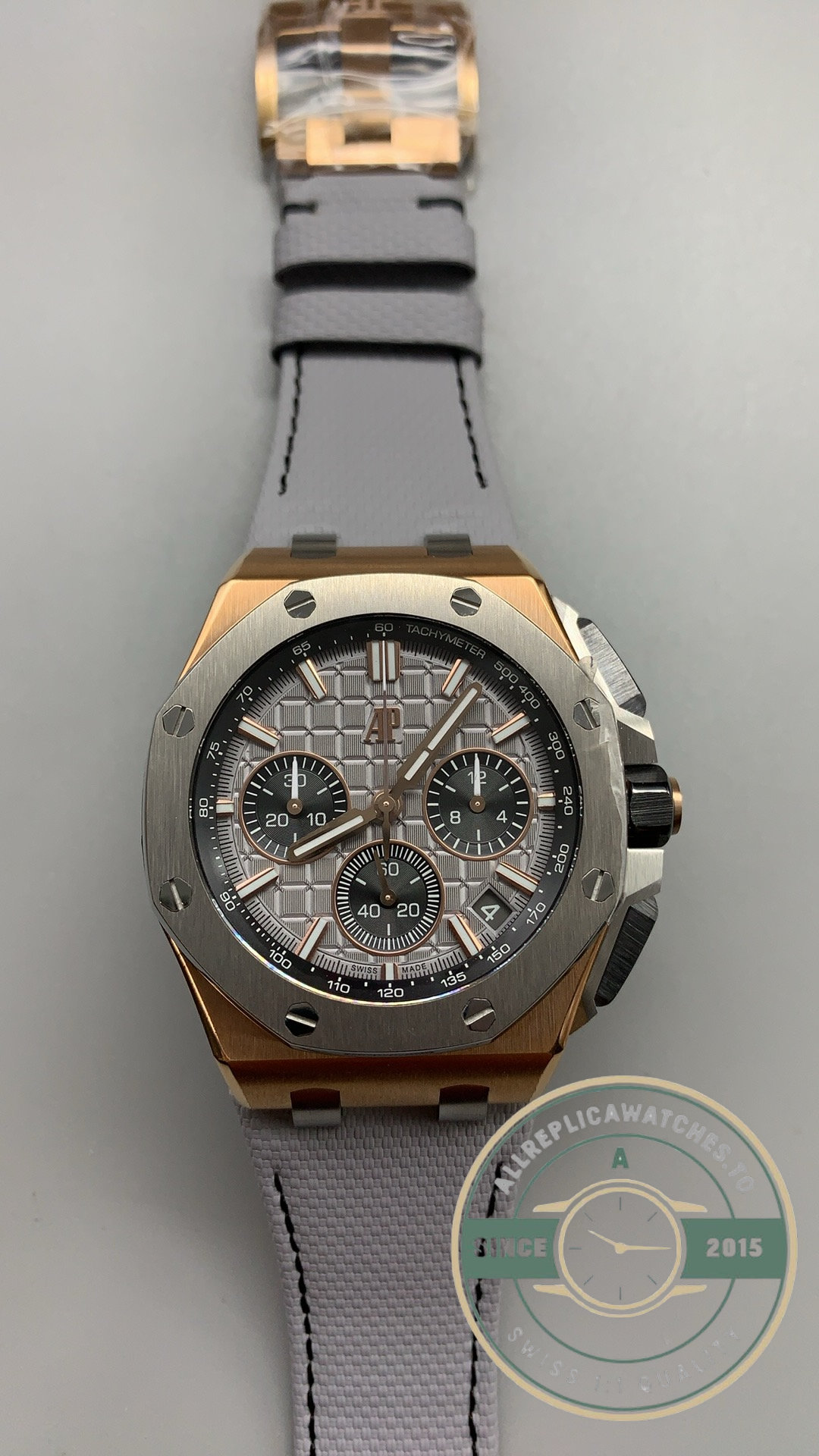 Super Clone Audemars Piguet Royal Oak Offshore Chronograph 42mm Rose Gold Interchangeable Ref.26420OI.OO.A015VE.01 - Image 3