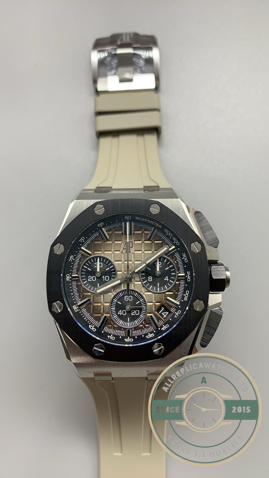 Super Clone Audemars Piguet Royal Oak Offshore Chronograph 42mm Steel Khaki Dial Ref.26420SO.OO.A600CA.01 - Image 2