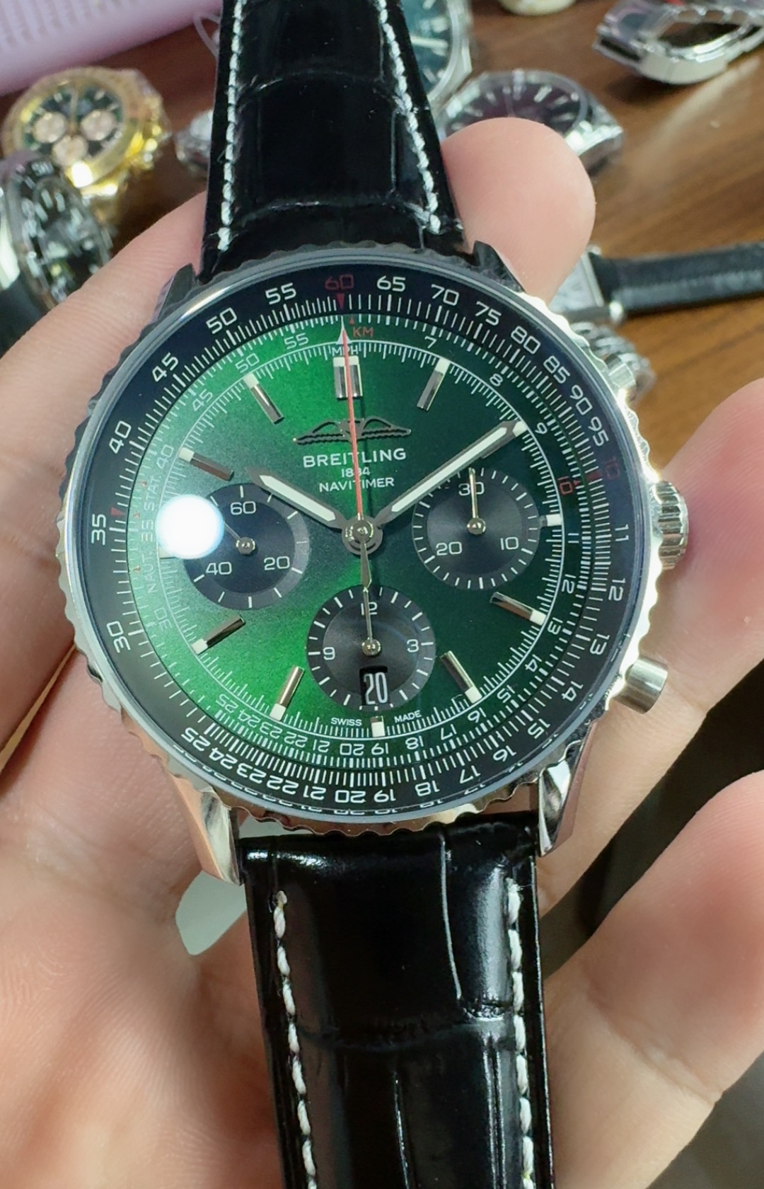 Super Clone Breitling Navitimer B01 Chronograph 46mm Ref. AB0137241L1P1 Green Dial - Image 11