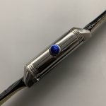 Sapphire crystal of the JLC Reverso Tribute Duoface replica viewed at an angle under light