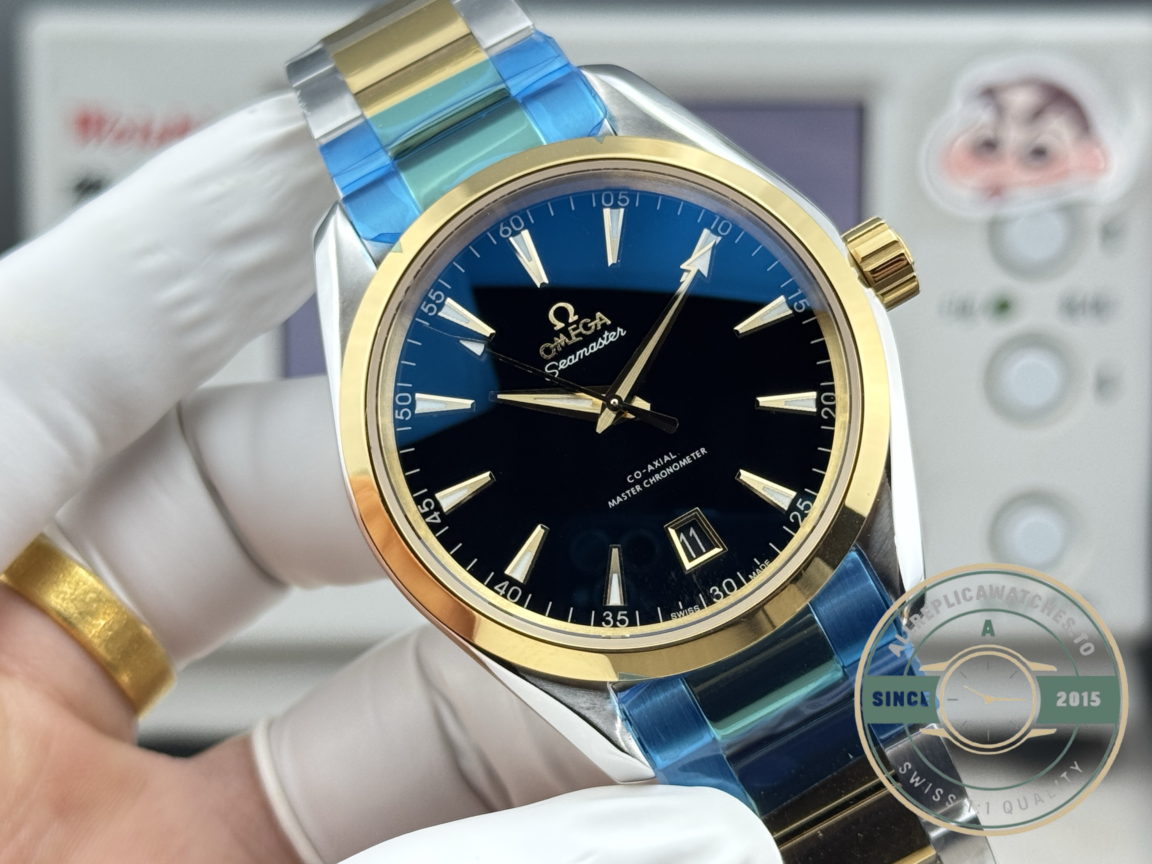 Seamaster Aqua Terra in its plainest black-dial form, Omega super clone at 41mm