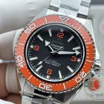 48-hour power reserve behind the orange-bezel Omega Planet Ocean 600M clone