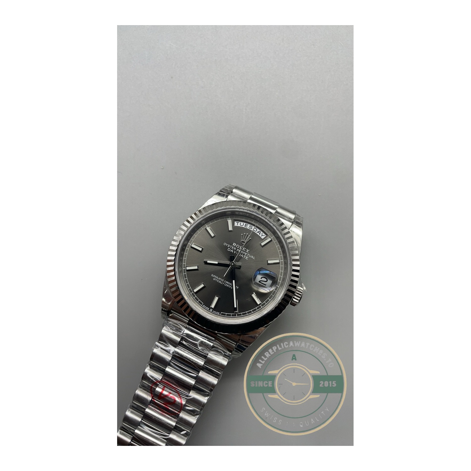 Super Clone Rolex Day-Date 40 18kt White Gold with Slate Dial, Ref. 228239-0060 - Image 14