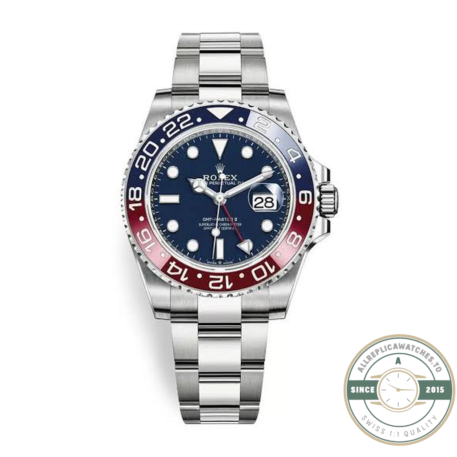 Rolex GMT-Master II 126719BLRO Pepsi blue dial replica – front view