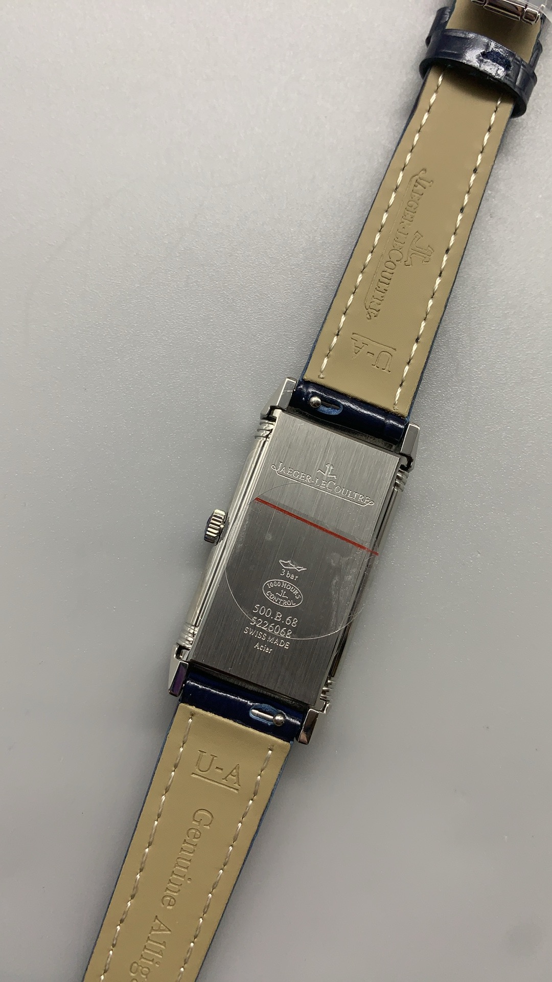 Back of the cradle frame and strap bars on this women's diamond-set JLC Reverso replica