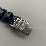 Three-quarter view of the diamond-set Reverso with the blued hands catching the light
